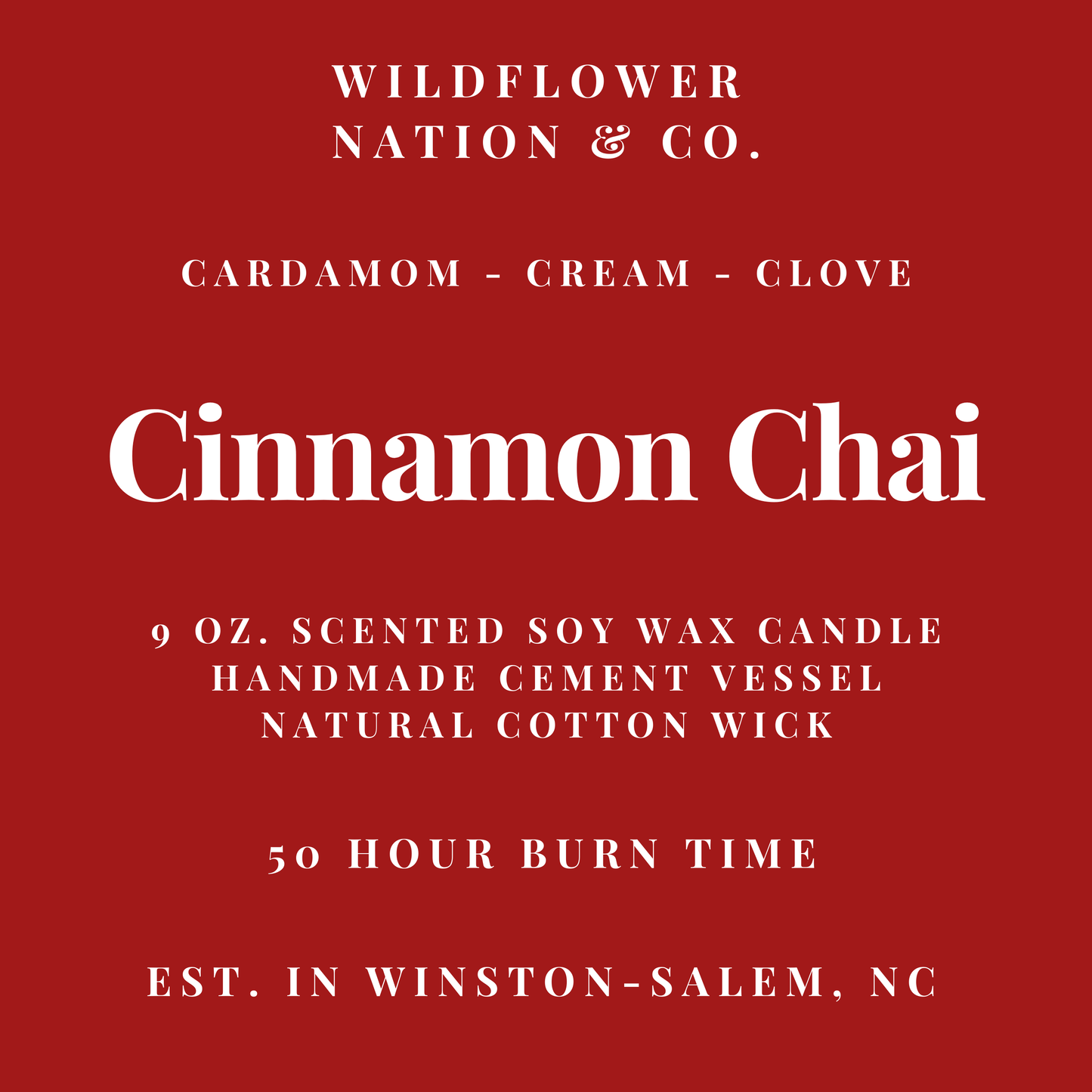 Cinnamon Chai - Handmade Vessel - 9 oz. Soy Wax Candle