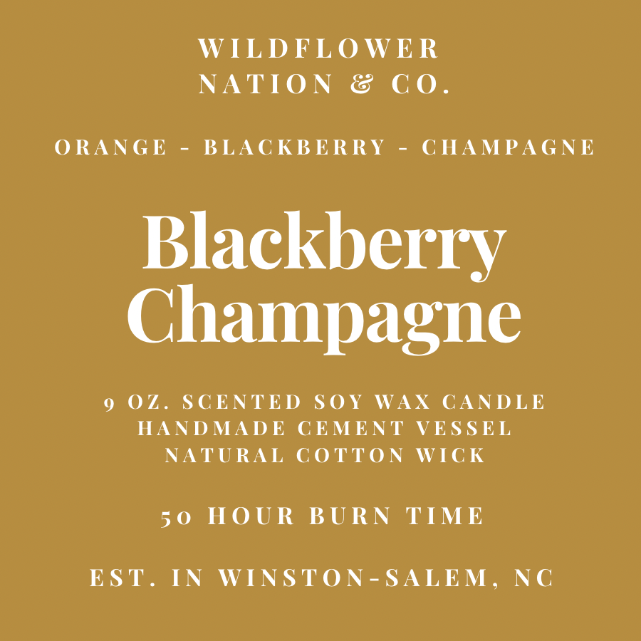 Blackberry Champagne - Handmade Vessel - 9 oz. Soy Wax Candle