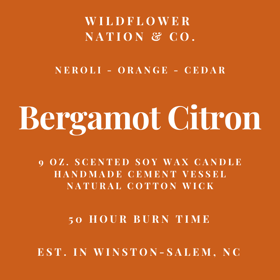 Bergamot Citron - Handmade Vessel - 9 oz. Soy Wax Candle