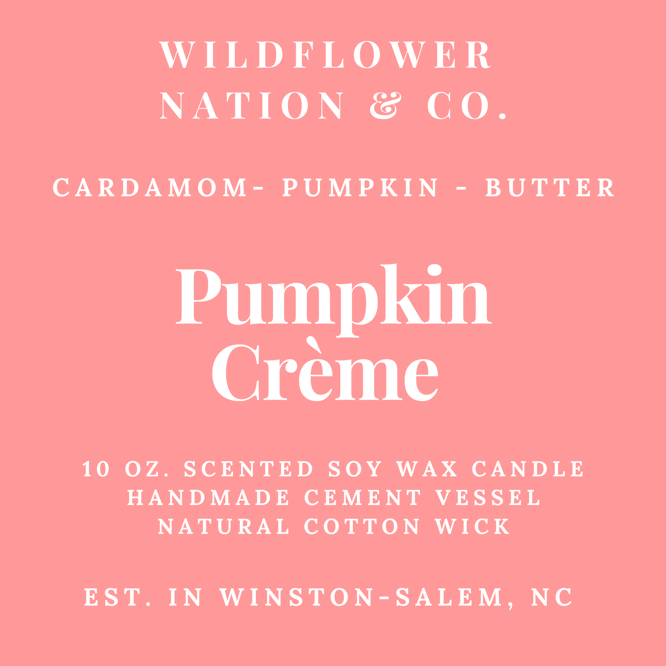 Pumpkin Crème - Handmade 10 oz. Soy Wax Candle